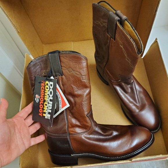 New with tags and box rare vintage real leather Justin boots size 7 D - Picture 3 of 12